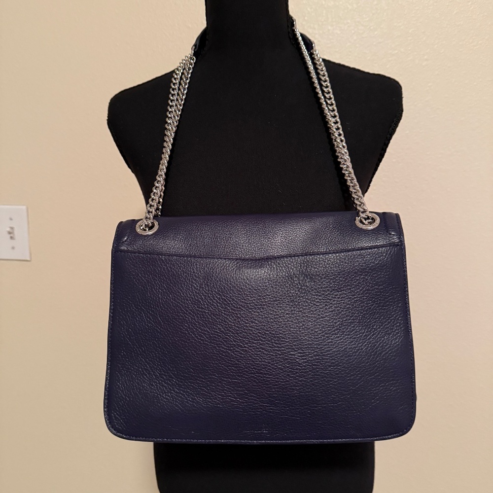 Lauren Ralph Lauren Pebbled Medium Bradley Bag in Navy Blue - Picture 3 of 12